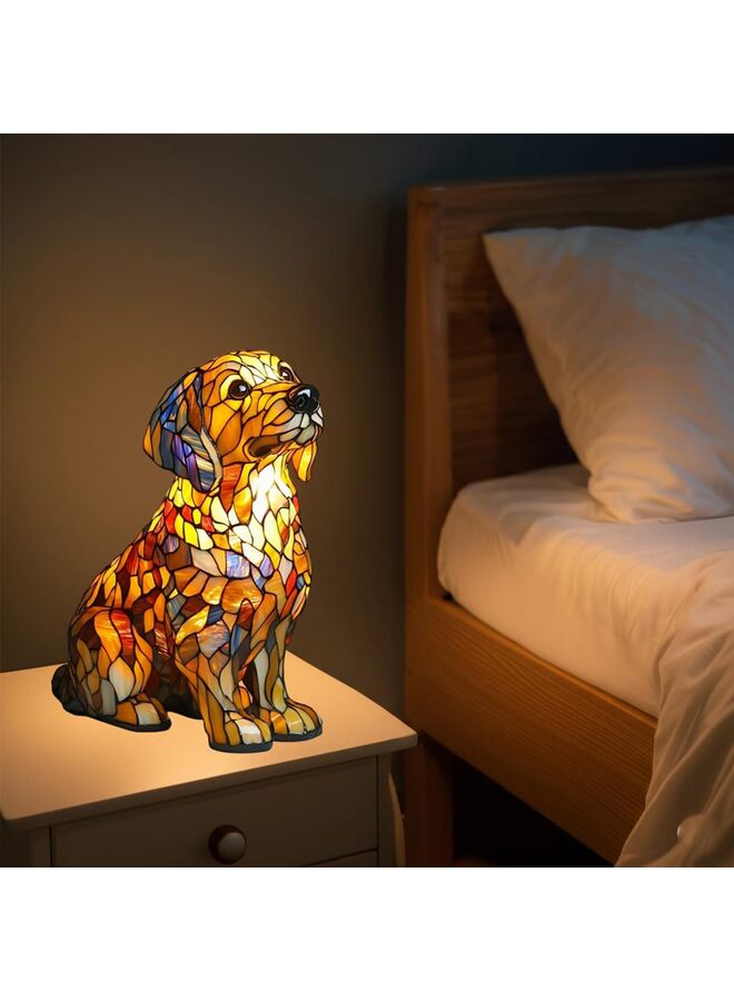 LAMAY Dog Series Art Night Light, Corgi Lamp, Stained Resin Tabletop Night Light, Cute Pet Dog Themed LED Table Lamp, Vintage Animal Home Decor - Image 4